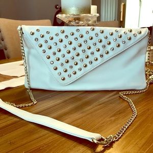 White, Rhinestone/Stud Clutch